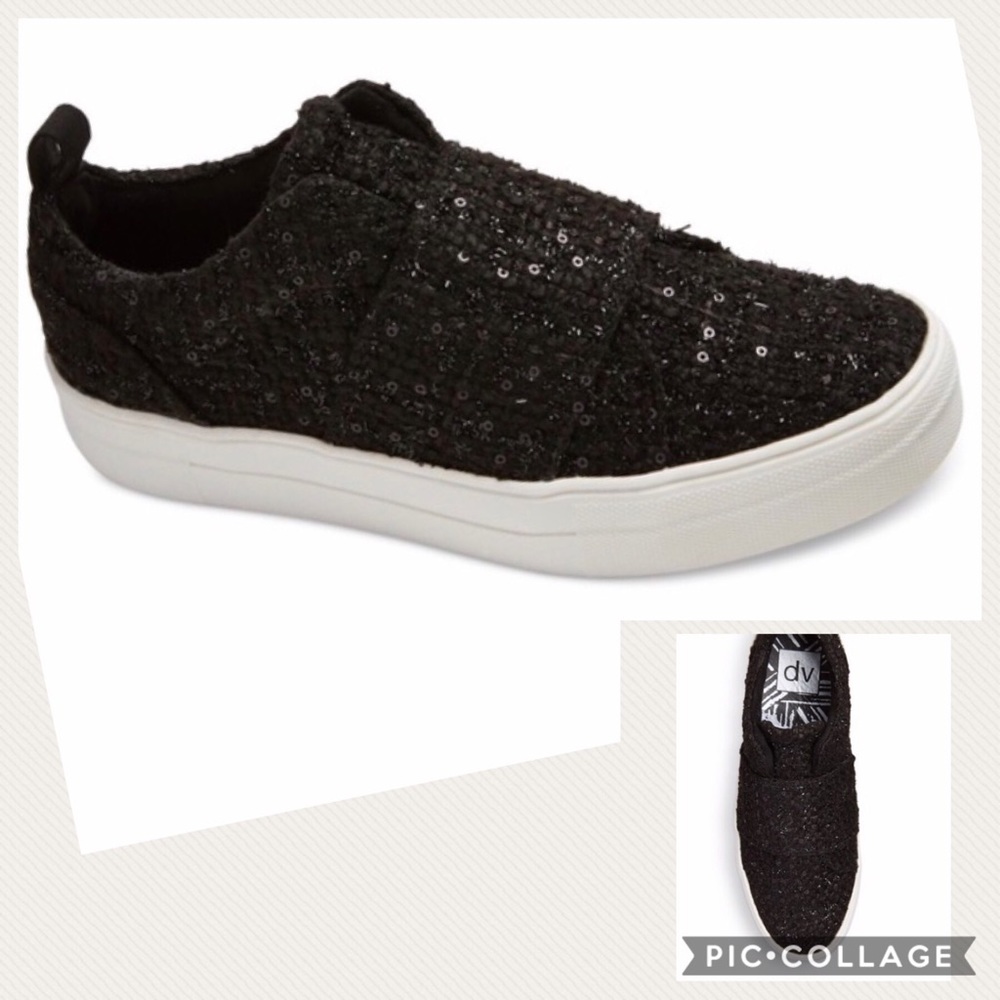 DV Dolce Vita Black Sequined Slip On Larma Sneaker